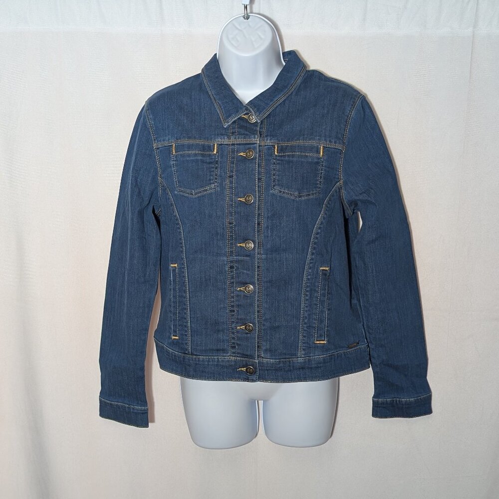SAINT JAMES FRANCE denim jacket coat Sz 10 or M ENGRAVED buttons LIKE NEW GEM !